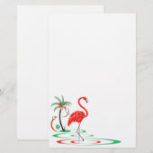 Rood kerstfeest Flamingo Briefpapier (Voorkant / Achterkant)