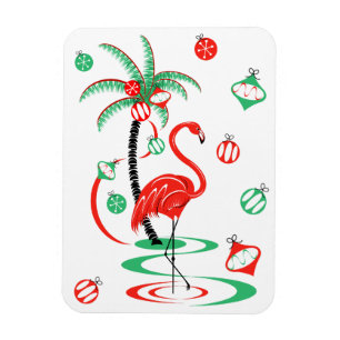Rood kerstfeest Flamingo flexibel magneet portret