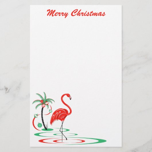 Rood kerstfeest Flamingo Merry-kerstbriefjes Briefpapier (Voorkant)