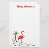 Rood kerstfeest Flamingo Merry-kerstbriefjes Briefpapier (Voorkant / Achterkant)