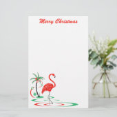 Rood kerstfeest Flamingo Merry-kerstbriefjes Briefpapier (Staand voorkant)