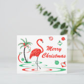 Rood kerstfeest Flamingo Merry-kerstlandschap Feestdagenkaart (Staand voorkant)