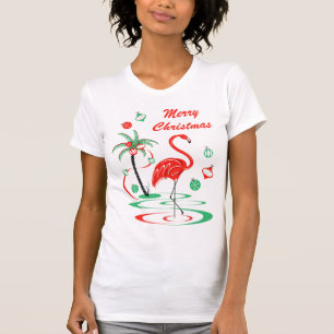 Rood kerstfeest Flamingo Merry kerstt-shirt T-shirt
