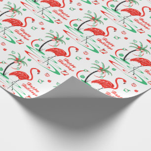 Rood kerstfeest Flamingo Prettige feestdagen cadea Cadeaupapier