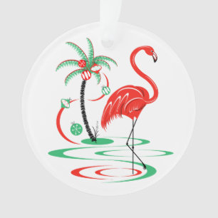 Rood kerstfeest Flamingo Tekst acrylround Ornament