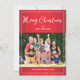 Rood kerstfeest Kaart Groetings Familie Foto