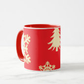 Rood kerstfeest met Cream Snowflakes Mok (Voorkant links)