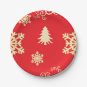 Rood kerstfeest met Cream Snowflakes Papieren Bordje (Voorkant)