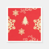 Rood kerstfeest met Cream Snowflakes Servetten (Voorkant)