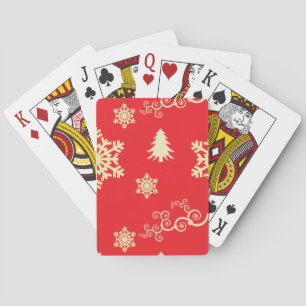Rood kerstfeest met Cream Snowflakes Speelkaarten