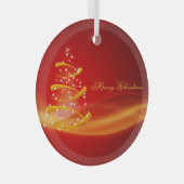 Rood kerstfeest met kerstmis glas ornament (Voorkant Rechts)