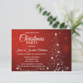 Rood KERSTFEEST Witte Sneeuwvlokken Boom Sparkle Kaart (Staand voorkant)