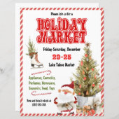 Rood kerstfeestdag marktuitnodiging (Voorkant / Achterkant)