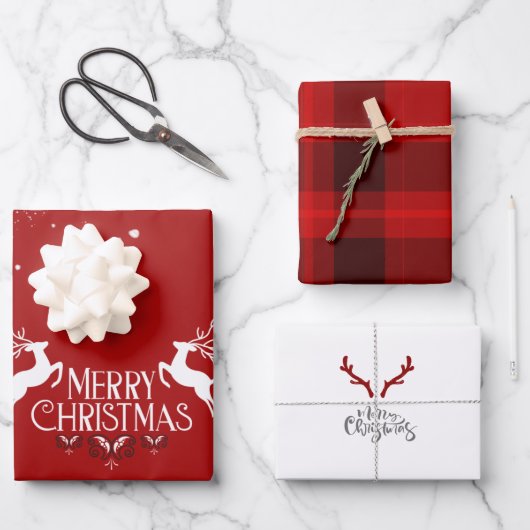 Rood kerstfeestdag — papierbladen inpakpapier vel (Voorkant)