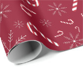 Rood kerstfeestdag snoepsnoep Snowflakes Modern Cadeaupapier (Rol Hoek)