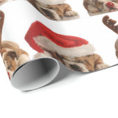 Rood kerstfeestdag — winterrendierkostuum cadeaupapier (Rol Hoek)