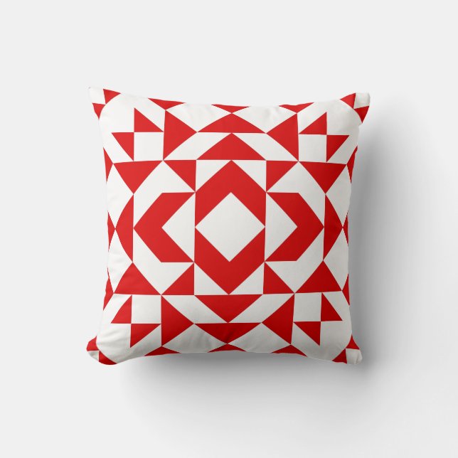  rood kerstgeometrisch quilt kunstontwerp kussen (Voorkant)