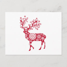 Rood kersthert met sneeuwvlokken feestdagenkaart