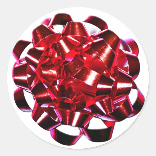 Rood kerstkaartje ronde sticker (Voorkant)