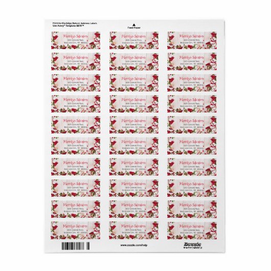 Rood kerstkerstkleerblad etiket (Full Sheet)