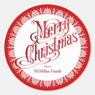Rood kerstlabel ronde sticker