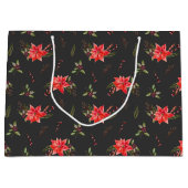 Rood Kerstmis Botanisch Patroon Groot Cadeauzakje (Voorkant)