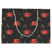 Rood Kerstmis Botanisch Patroon Groot Cadeauzakje (Achterkant)