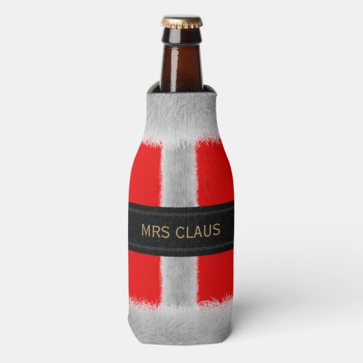 Rood kerstpak Mrs Claus Kerstfles Koeler (Fles Voorkant)