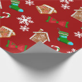 Rood kerstpatroon cadeaupapier (Hoek)