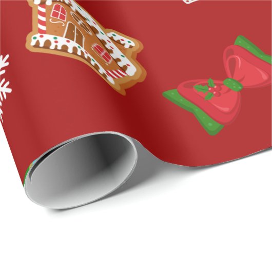 Rood kerstpatroon cadeaupapier (Rol Hoek)