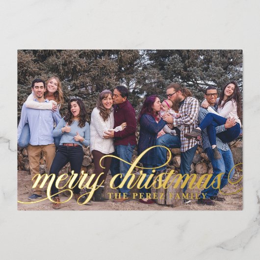 Rood kerstpatroon Eenvoudige folie script kaart (Voorkant)