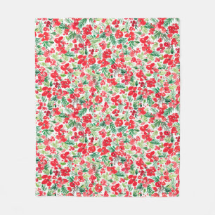 Rood kerstpatroon waterverf fleece deken