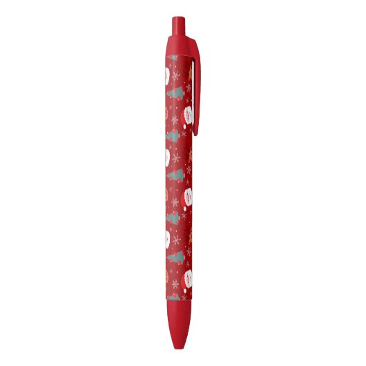 Rood kerstpatroon zwarte inkt pen (Achterkant (Verticaal))