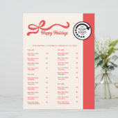 Rood kerstthema restaurant afhaalmenu menu (Staand voorkant)