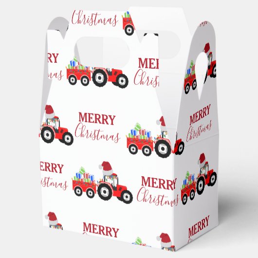 Rood kersttractor Boerderij Bedankdoosjes (Geopend)