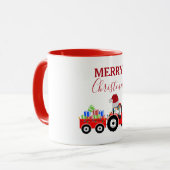 Rood kersttractor Boerderij Mok (Voorkant links)