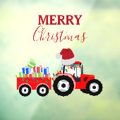 Rood kersttractor Boerderij Raamsticker (Vel 3)
