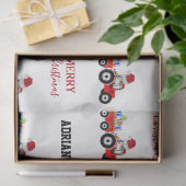 Rood kersttractor Truck Boerderij Aangepaste naam Tissuepapier (Geschenk)