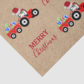 Rood kersttractor Truck Boerderij Aangepaste naam  Tissuepapier (Detail)