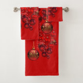 Rood kerstversiering Feestdagen Doordhanddoekset Bad Handdoek (Insitu)