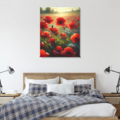 rood klaproos veld op een zomerdag canvas afdruk (Insitu (Slaapkamer))