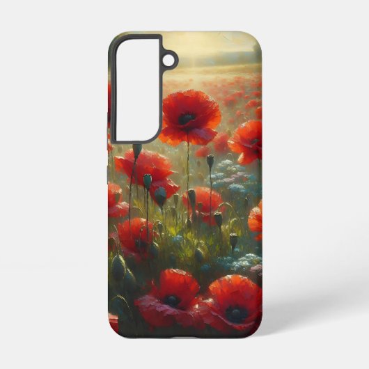 rood klaproos veld op een zomerdag samsung galaxy hoesje (Achterkant)