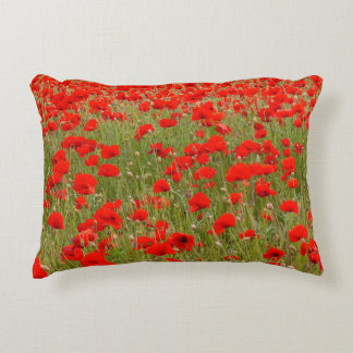 Rood klaproosveld bloemen strik accent kussen