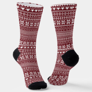 Rood Klassiek Kersttrui Patroon Sokken