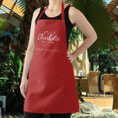 Rood klassiek monogram naam bedrijf schort