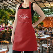 Rood klassiek monogram naam bedrijf schort