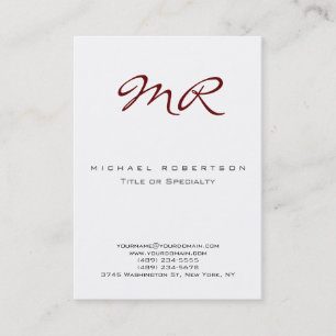 Rood Klassiek Script Monogram schoon Visitekaartje