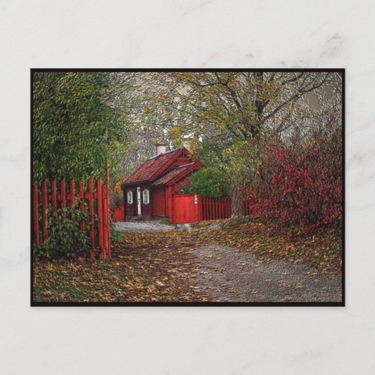 Rood klein huis briefkaart (Voorkant)