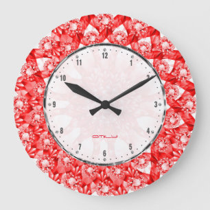 Rood kleurendiamanten afdrukken Geometrisch patroo Grote Klok
