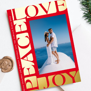 ROOD kleurrijke LIEFDE VREUGDE één foto lijst Folie Feestdagenkaart